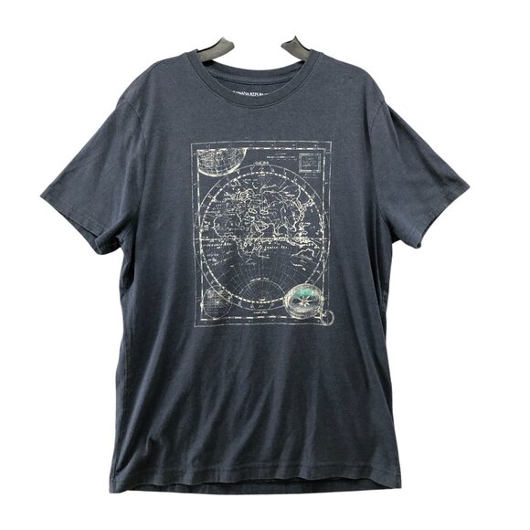 Banana Republic Indian Sea Map T Shirt Mens M Dark Harbor Gray Short Sleeve - Picture 1 of 8